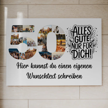 Magnetisches Fotoboard Poster mit Wunschtext 50 Geburtstag Geschenkidee