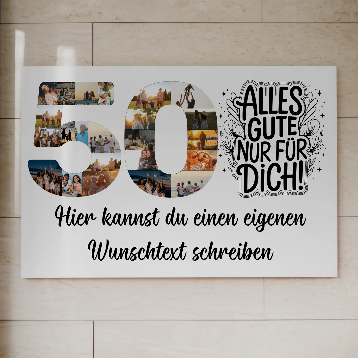 Magnetisches Fotoboard Poster mit Wunschtext 50 Geburtstag Geschenkidee