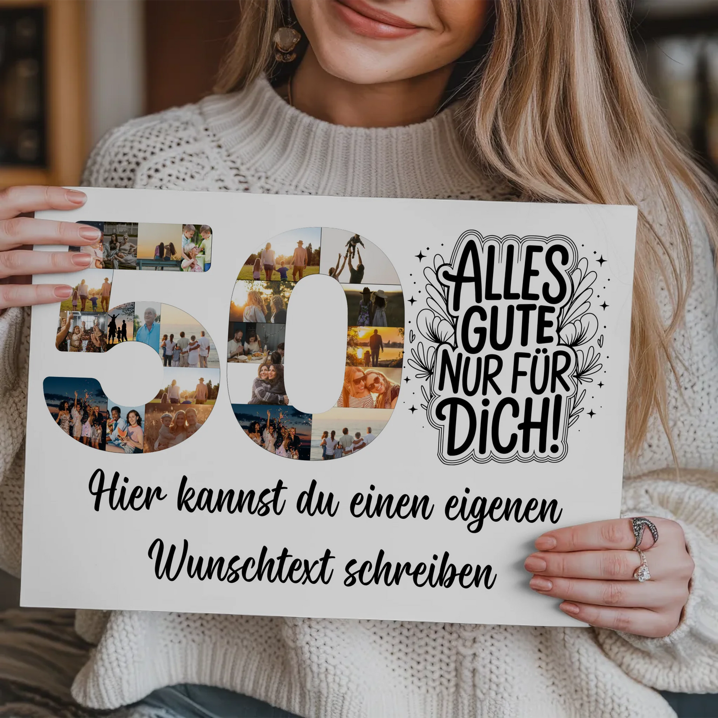 Magnetisches Fotoboard Poster mit Wunschtext 50 Geburtstag Geschenkidee