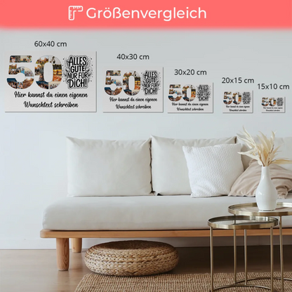 Magnetisches Fotoboard Poster mit Wunschtext 50 Geburtstag Geschenkidee