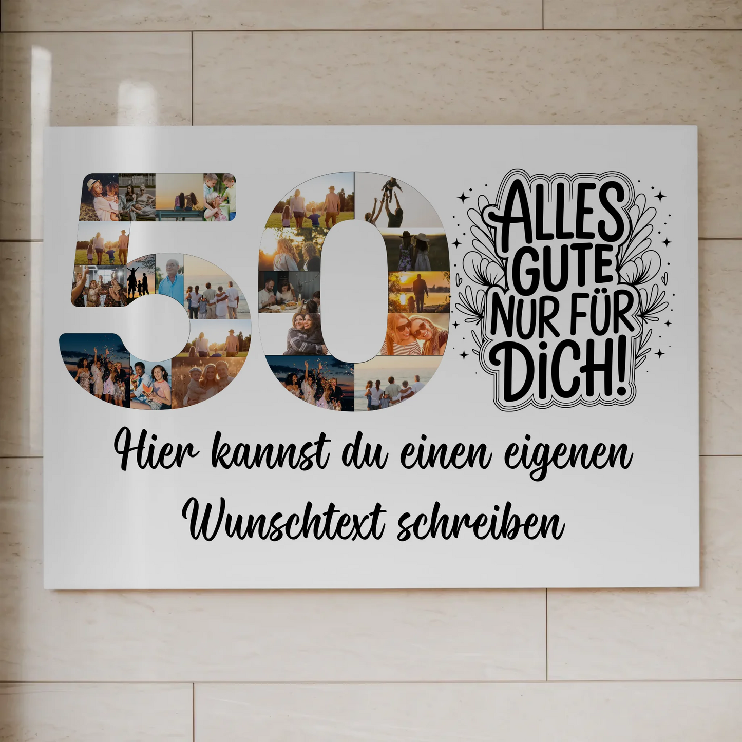 Magnetisches Fotoboard Poster mit Wunschtext 50 Geburtstag Geschenkidee