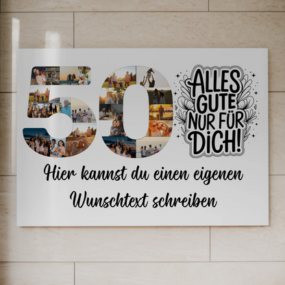 Magnetisches Fotoboard Poster mit Wunschtext 50 Geburtstag Geschenkidee