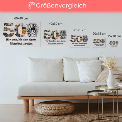 Magnetisches Fotoboard Poster mit Wunschtext 50 Geburtstag Geschenkidee