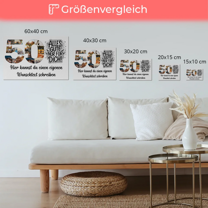 Magnetisches Fotoboard Poster mit Wunschtext 50 Geburtstag Geschenkidee