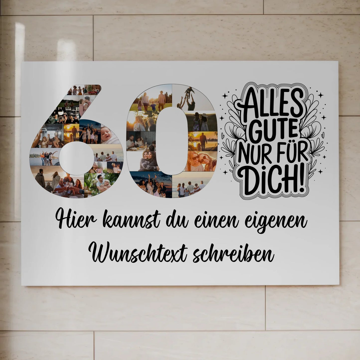 Fotoboard Magnet Poster mit Unterschriften 60 Geburtstag