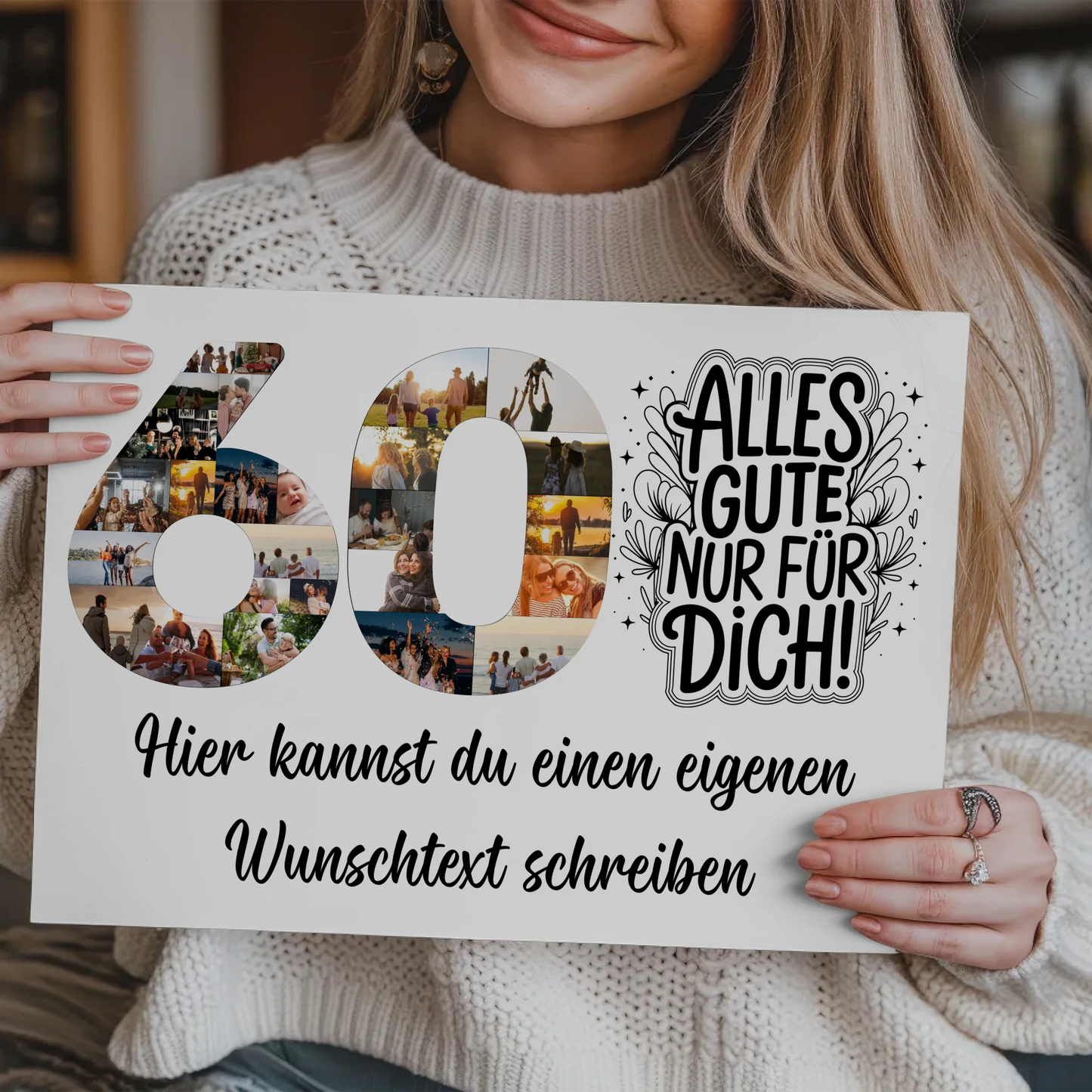 Fotoboard Magnet Poster mit Unterschriften 60 Geburtstag