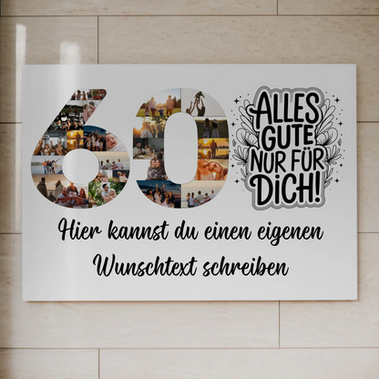 Fotoboard Magnet Poster mit Unterschriften 60 Geburtstag