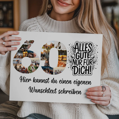 Fotoboard Magnet Poster mit Unterschriften 60 Geburtstag