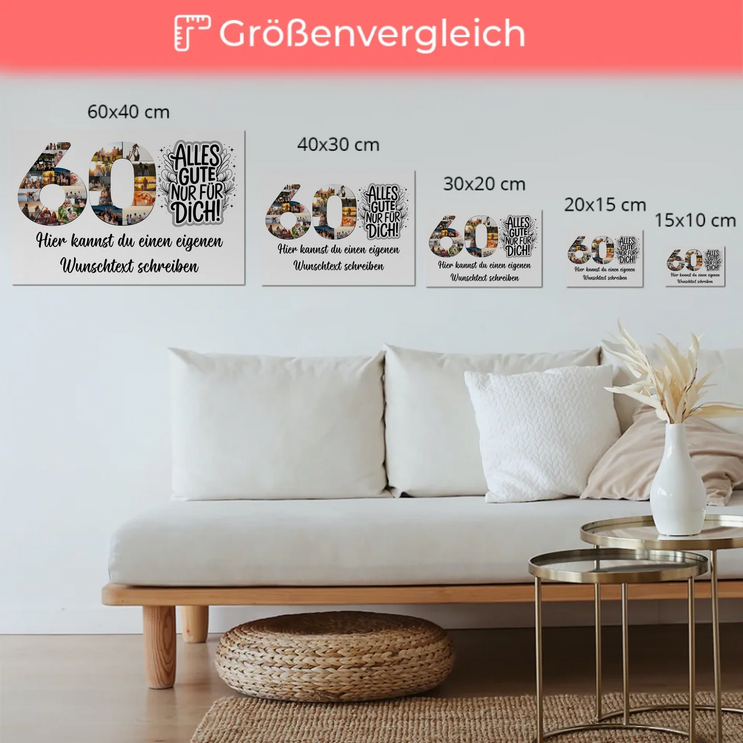 Fotoboard Magnet Poster mit Unterschriften 60 Geburtstag