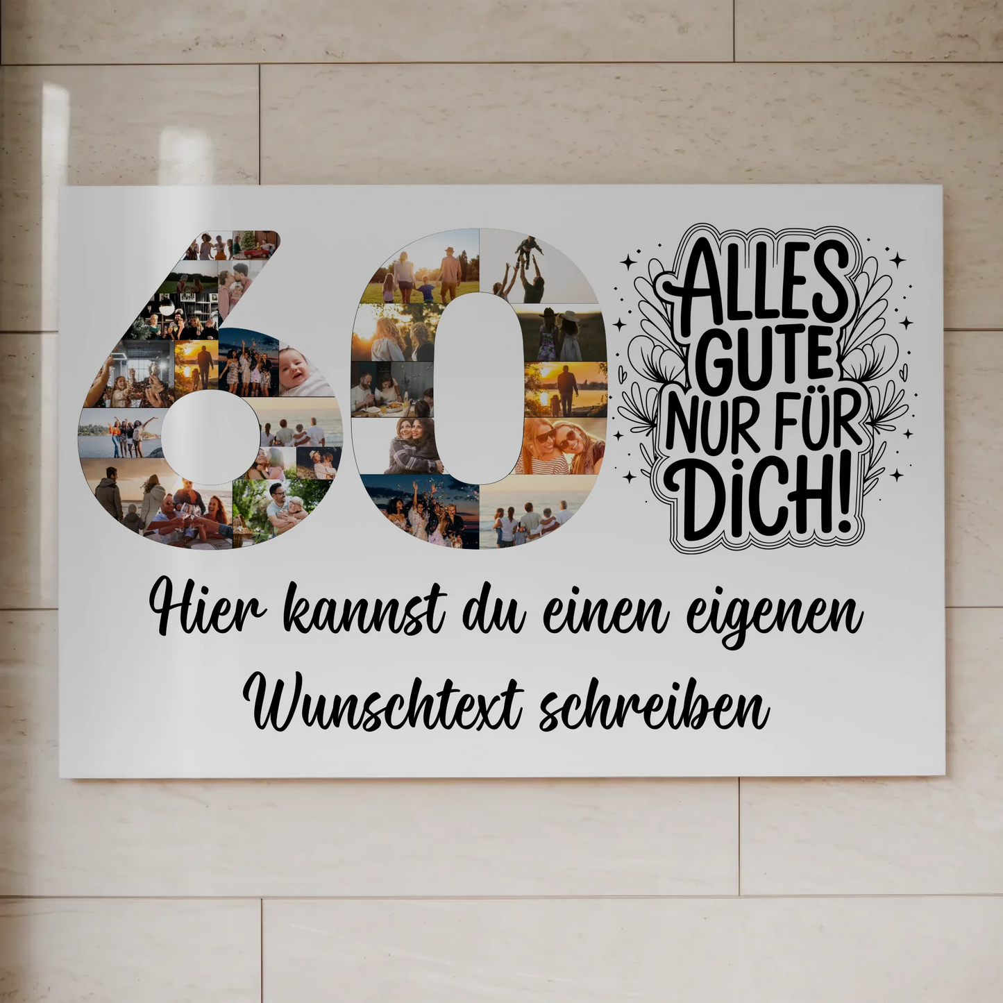 Fotoboard Magnet Poster mit Unterschriften 60 Geburtstag