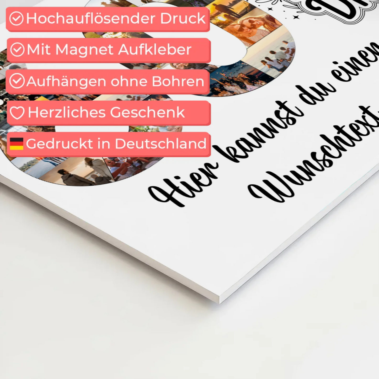 Fotoboard Magnet Poster mit Unterschriften 60 Geburtstag