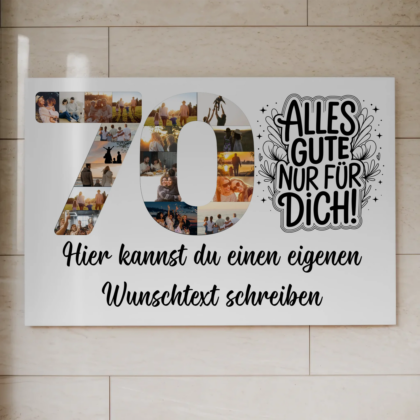 Fotoboard Poster magnetisch mit Wunschtext 70 Geburtstag Geschenkidee