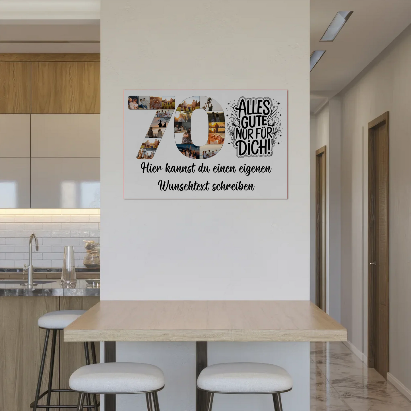 Fotoboard Poster magnetisch mit Wunschtext 70 Geburtstag Geschenkidee