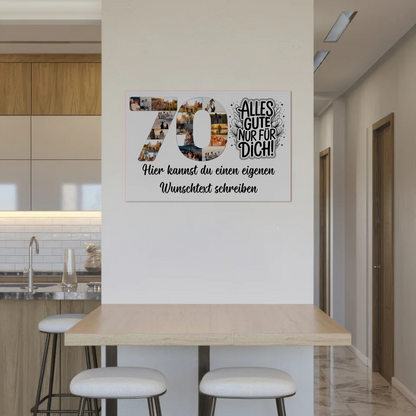 Fotoboard Poster magnetisch mit Wunschtext 70 Geburtstag Geschenkidee