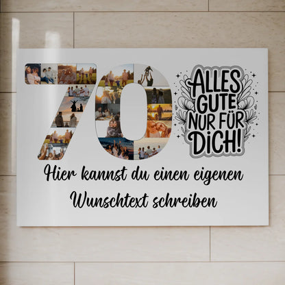 Fotoboard Poster magnetisch mit Wunschtext 70 Geburtstag Geschenkidee