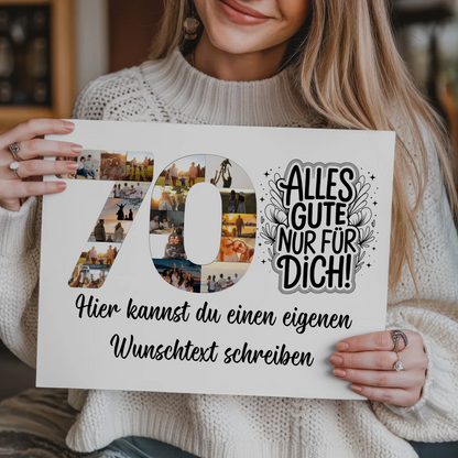 Fotoboard Poster magnetisch mit Wunschtext 70 Geburtstag Geschenkidee