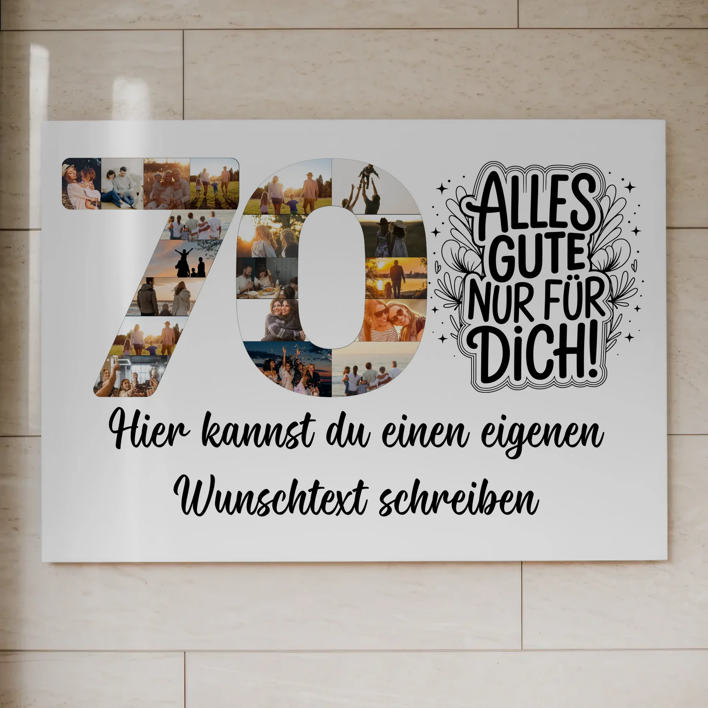 Fotoboard Poster magnetisch mit Wunschtext 70 Geburtstag Geschenkidee