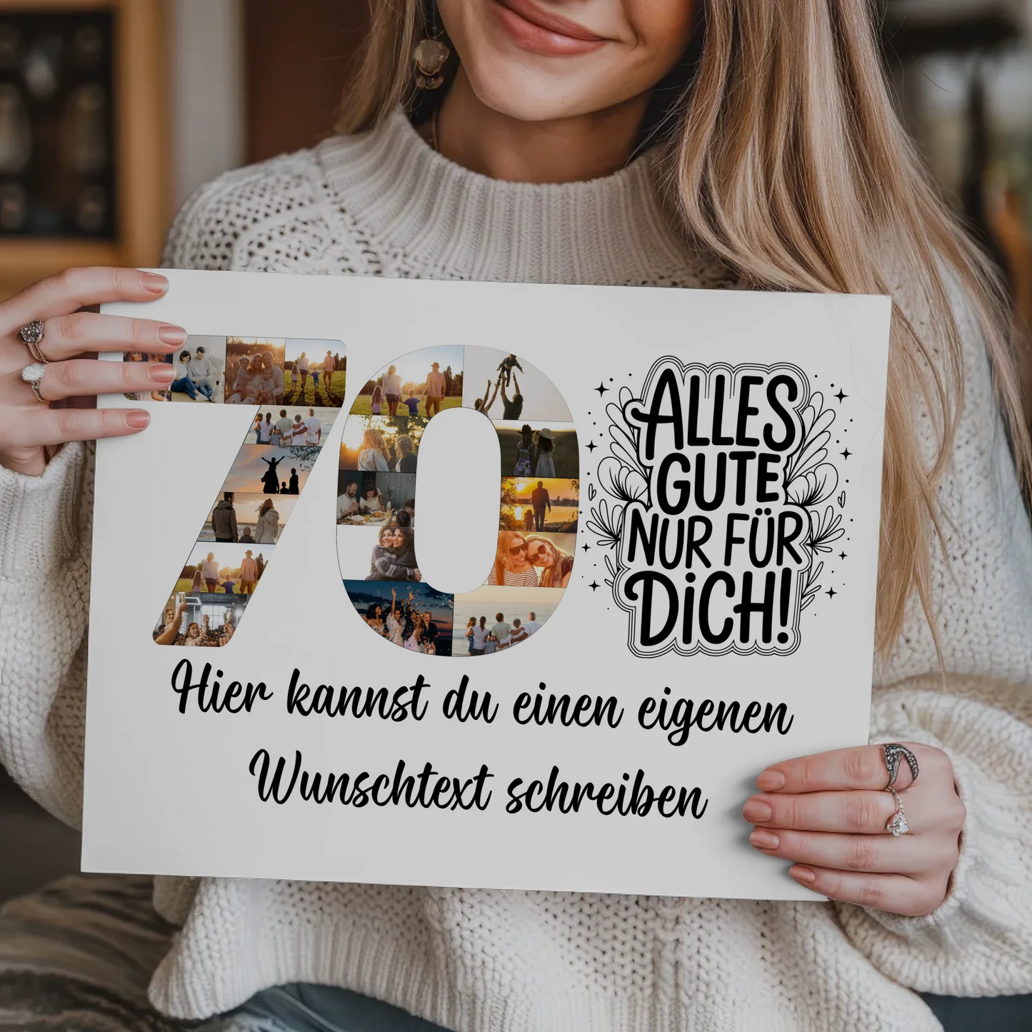Fotoboard Poster magnetisch mit Wunschtext 70 Geburtstag Geschenkidee