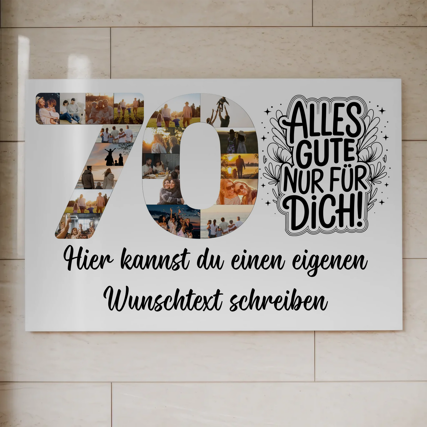 Fotoboard Poster magnetisch mit Wunschtext 70 Geburtstag Geschenkidee