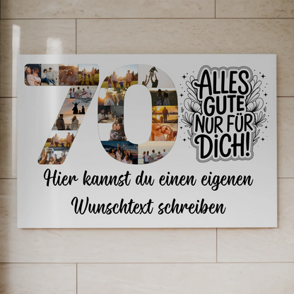 Fotoboard Poster magnetisch mit Wunschtext 70 Geburtstag Geschenkidee