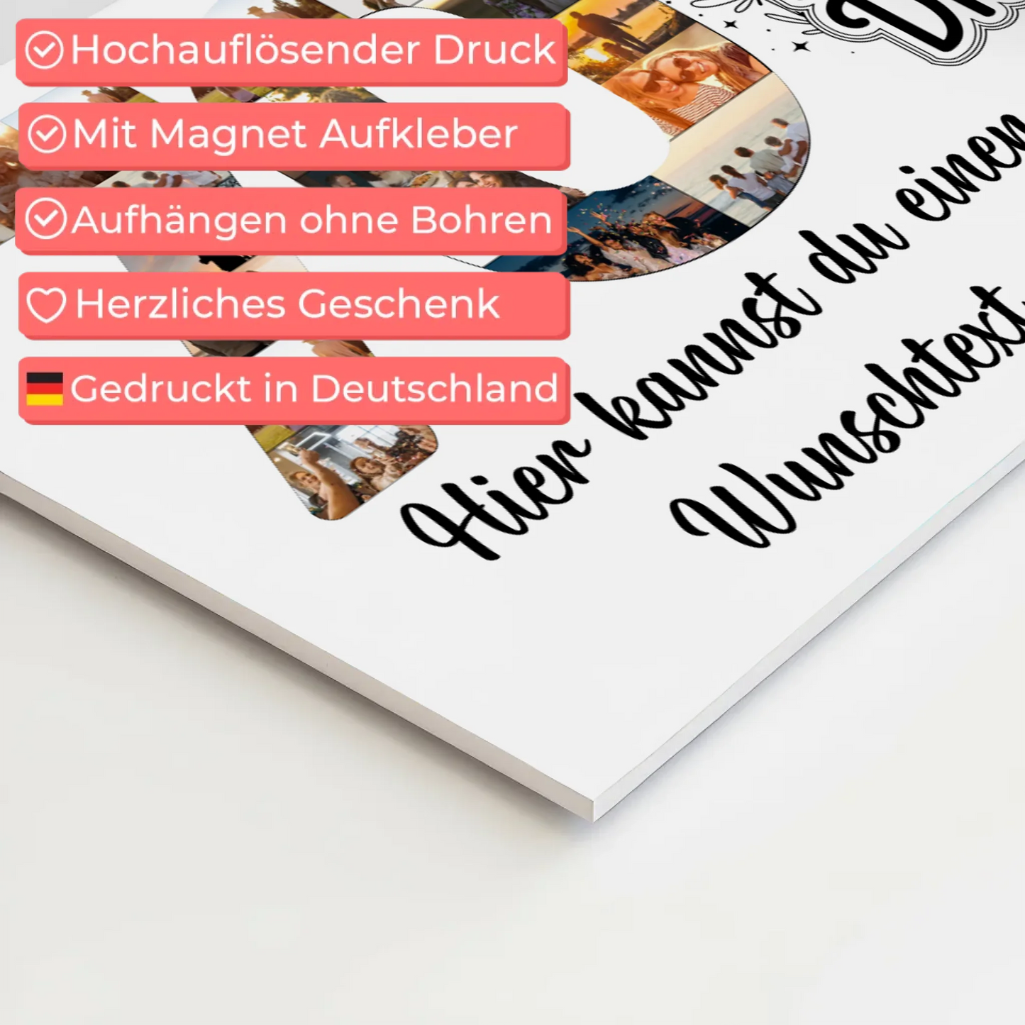 Fotoboard Poster magnetisch mit Wunschtext 70 Geburtstag Geschenkidee