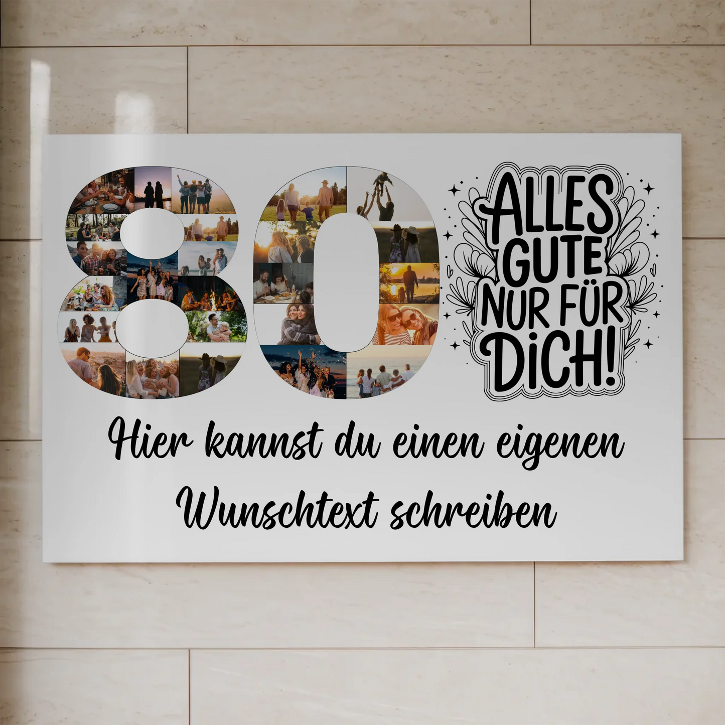 Magnetisches Fotoboard mit Unterschriften 80 Geburtstag