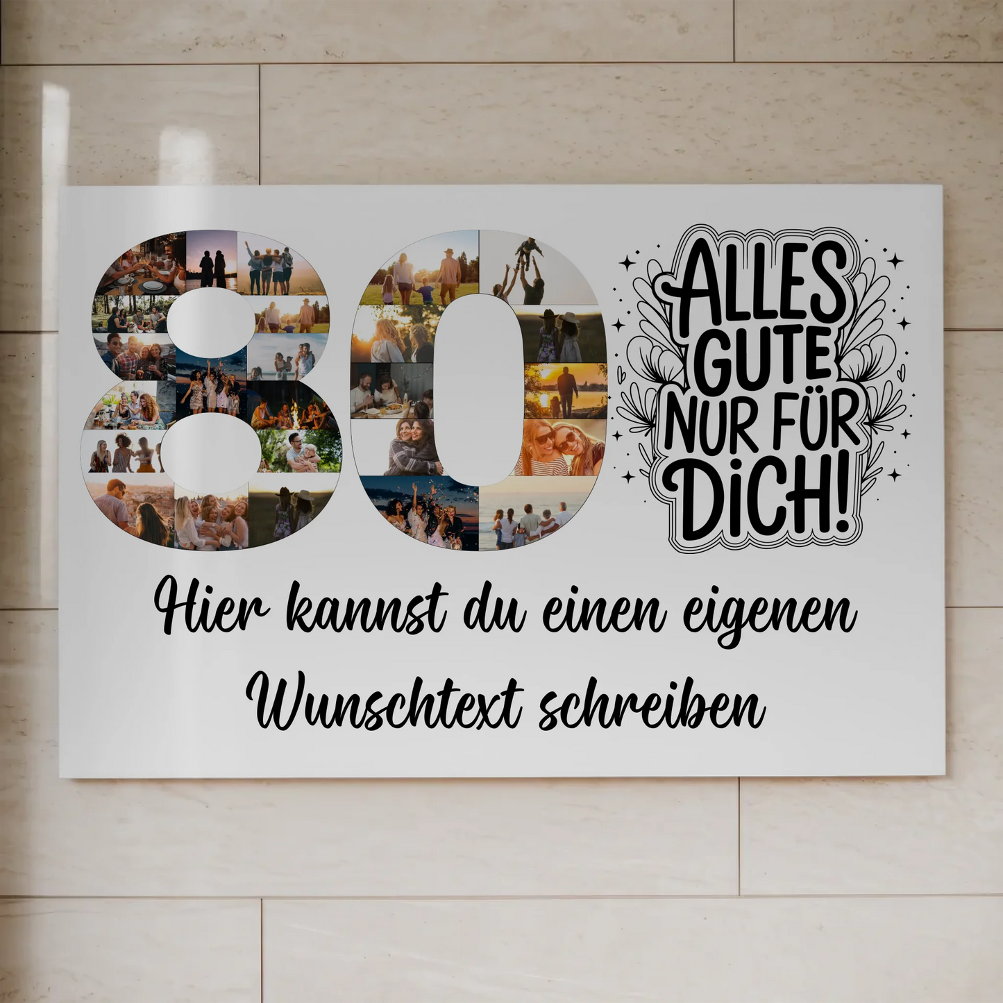 Magnetisches Fotoboard mit Unterschriften 80 Geburtstag