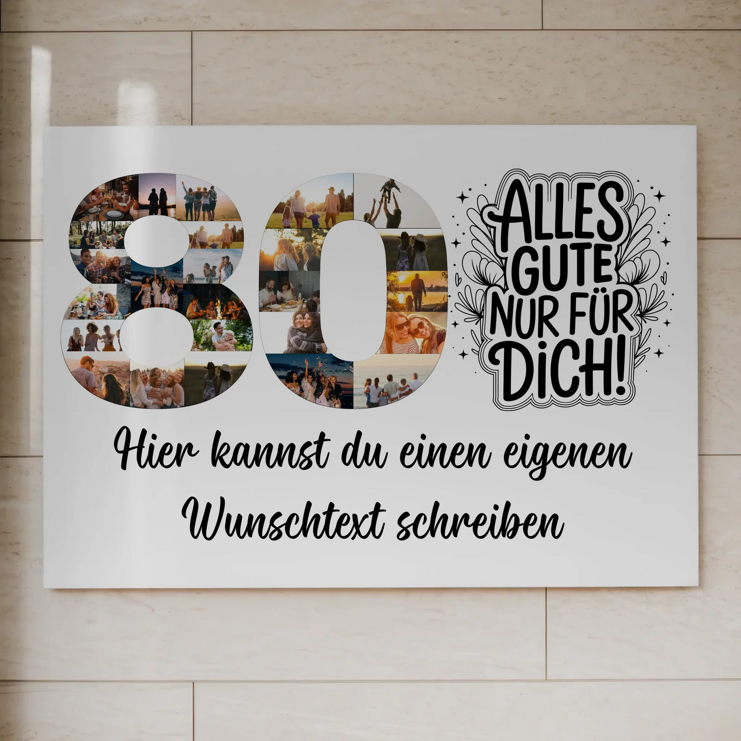 Magnetisches Fotoboard mit Unterschriften 80 Geburtstag