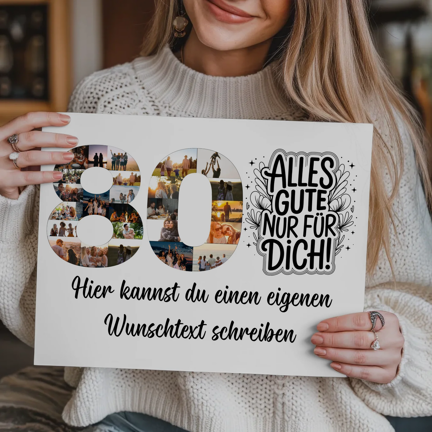 Magnetisches Fotoboard mit Unterschriften 80 Geburtstag