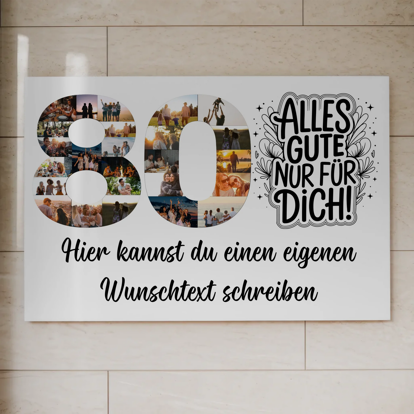 Magnetisches Fotoboard mit Unterschriften 80 Geburtstag