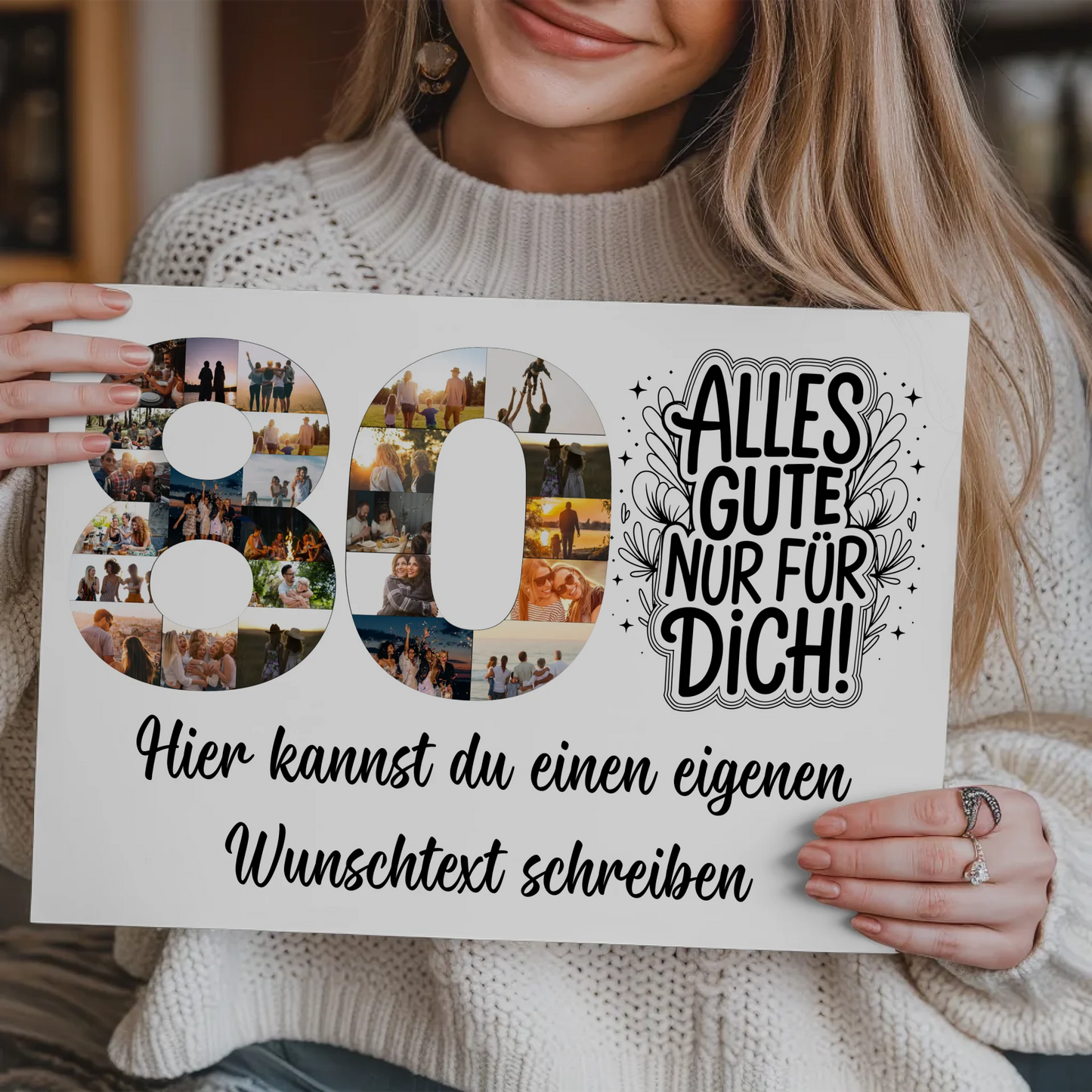 Magnetisches Fotoboard mit Unterschriften 80 Geburtstag