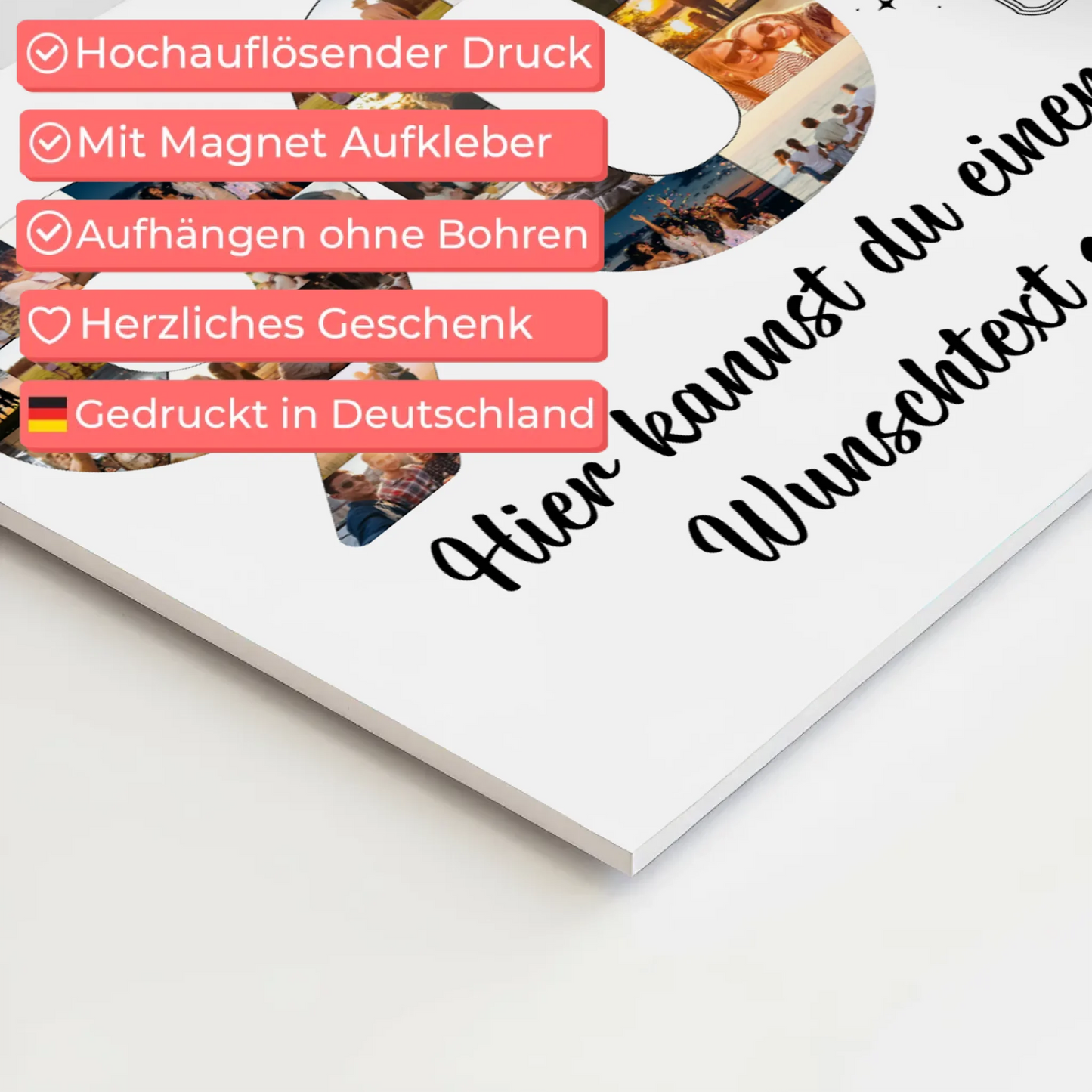 Magnet Poster mit Wunschtext 90 Geburtstag Alles Gute