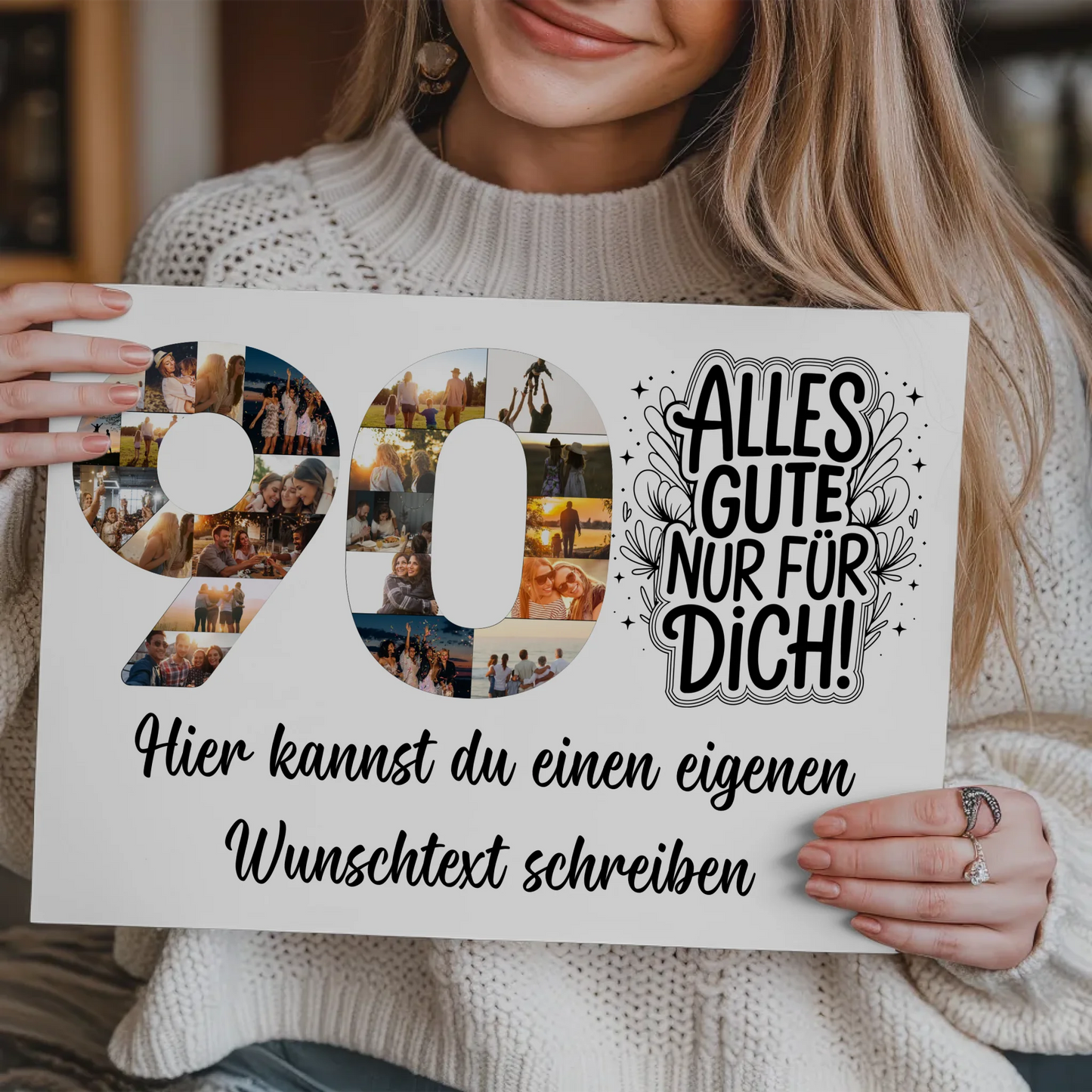 Magnet Poster mit Wunschtext 90 Geburtstag Alles Gute