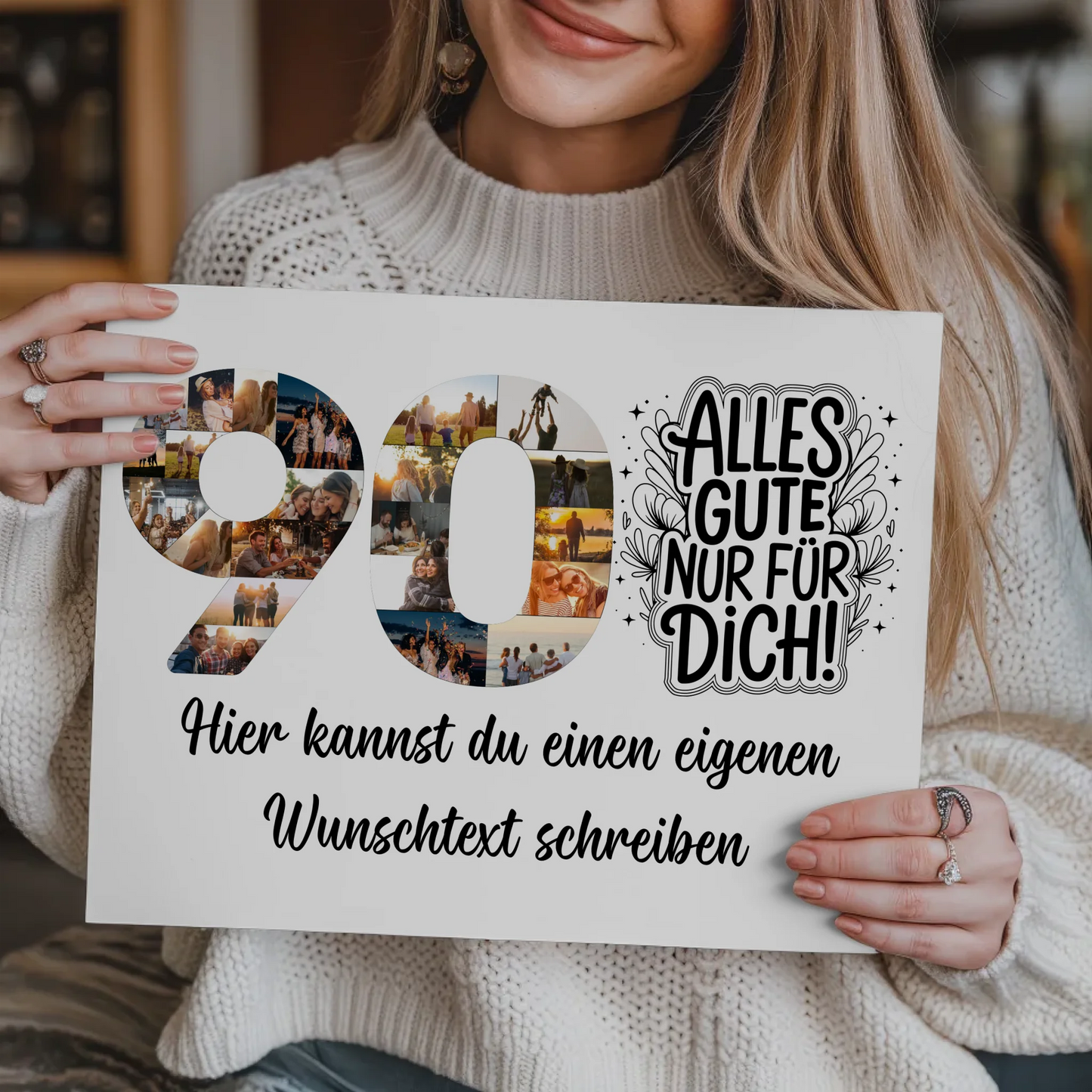 Magnet Poster mit Wunschtext 90 Geburtstag Alles Gute