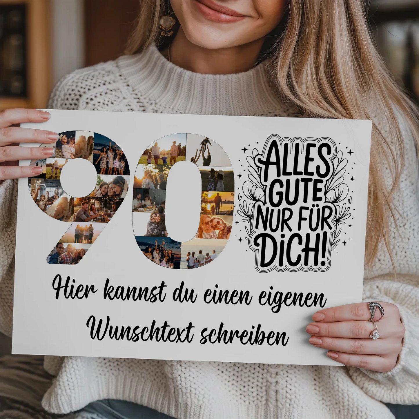 Magnet Poster mit Wunschtext 90 Geburtstag Alles Gute