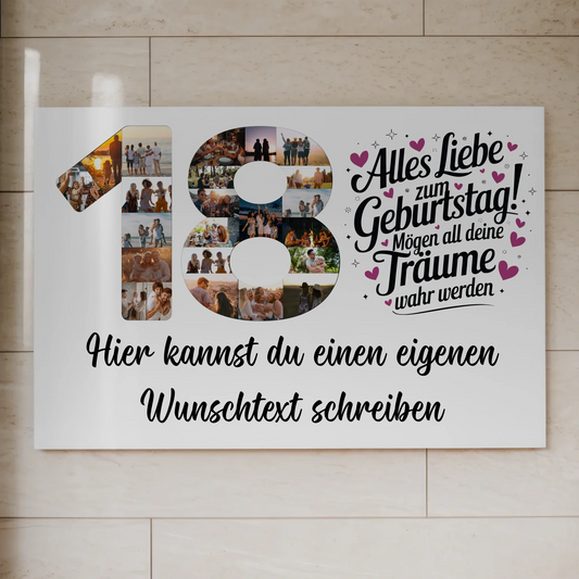 Magnet Wandbild mit Unterschriften 18 Geburtstag Träume