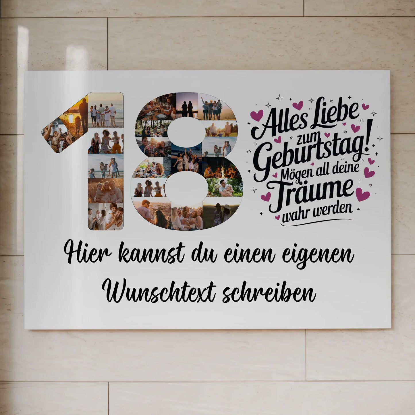 Magnet Wandbild mit Unterschriften 18 Geburtstag Träume