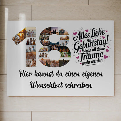 Magnet Wandbild mit Unterschriften 18 Geburtstag Träume