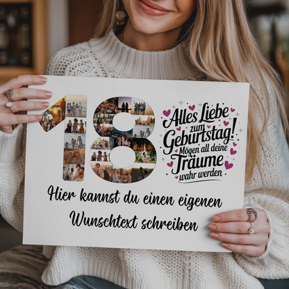 Magnet Wandbild mit Unterschriften 18 Geburtstag Träume
