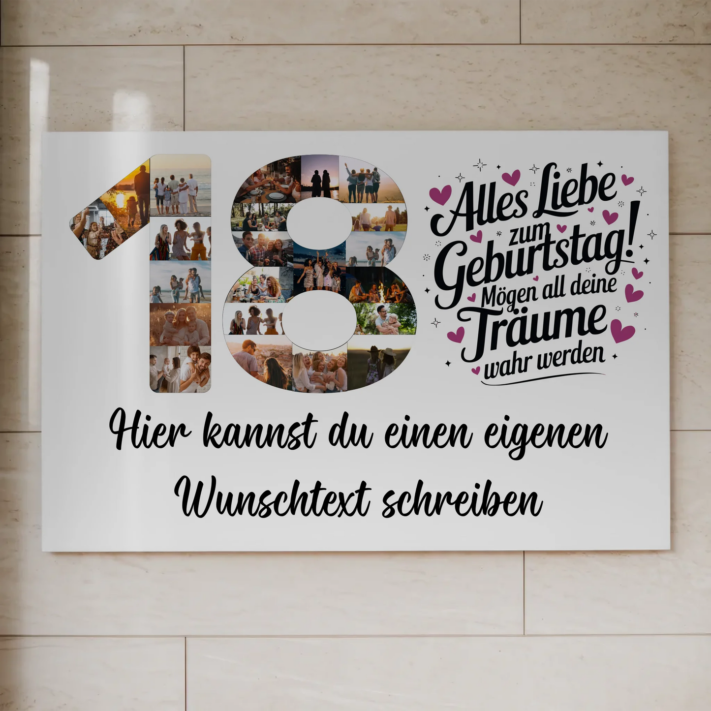 Magnet Wandbild mit Unterschriften 18 Geburtstag Träume