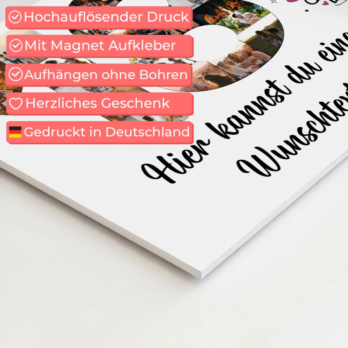 Magnet Wandbild mit Unterschriften 18 Geburtstag Träume