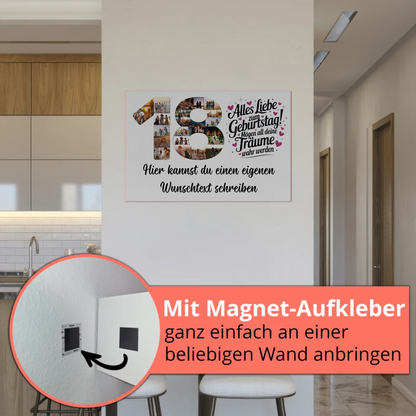Magnet Wandbild mit Unterschriften 18 Geburtstag Träume