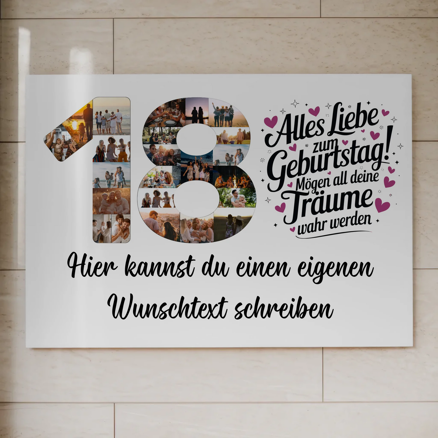 Magnet Wandbild mit Unterschriften 18 Geburtstag Träume