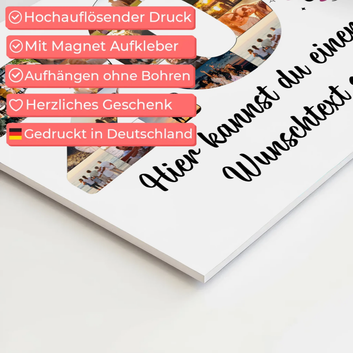 Fotoboard Magnetisches Poster mit Wunschtext 20 Geburtstag