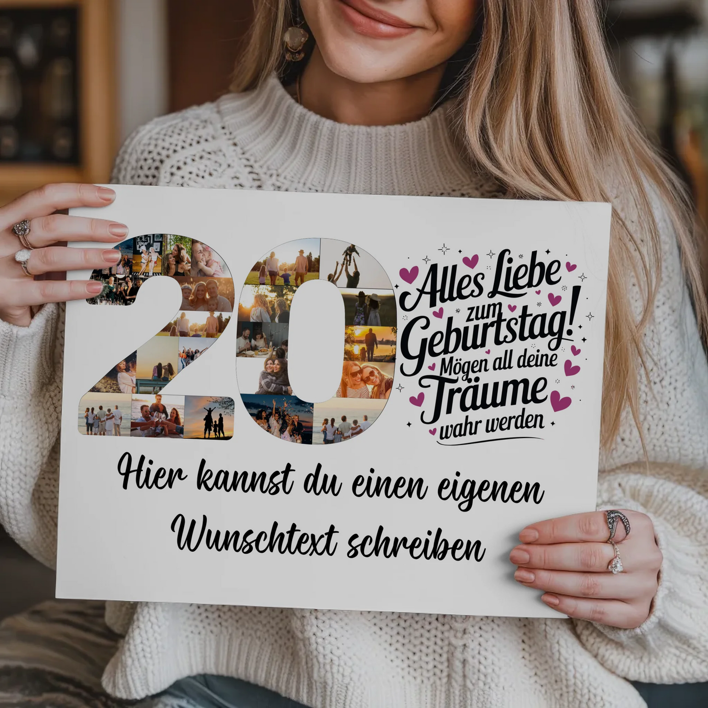 Fotoboard Magnetisches Poster mit Wunschtext 20 Geburtstag