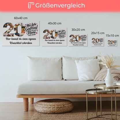 Fotoboard Magnetisches Poster mit Wunschtext 20 Geburtstag
