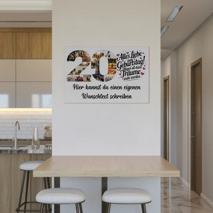 Fotoboard Magnetisches Poster mit Wunschtext 20 Geburtstag