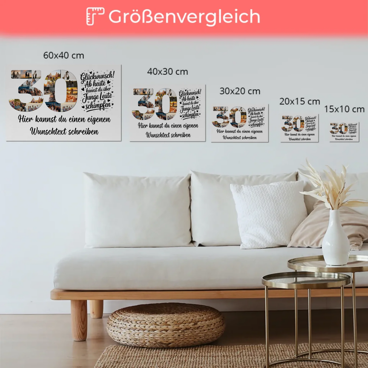 Fotoboard Magnetisches Poster mit Unterschriften 30 Geburtstag