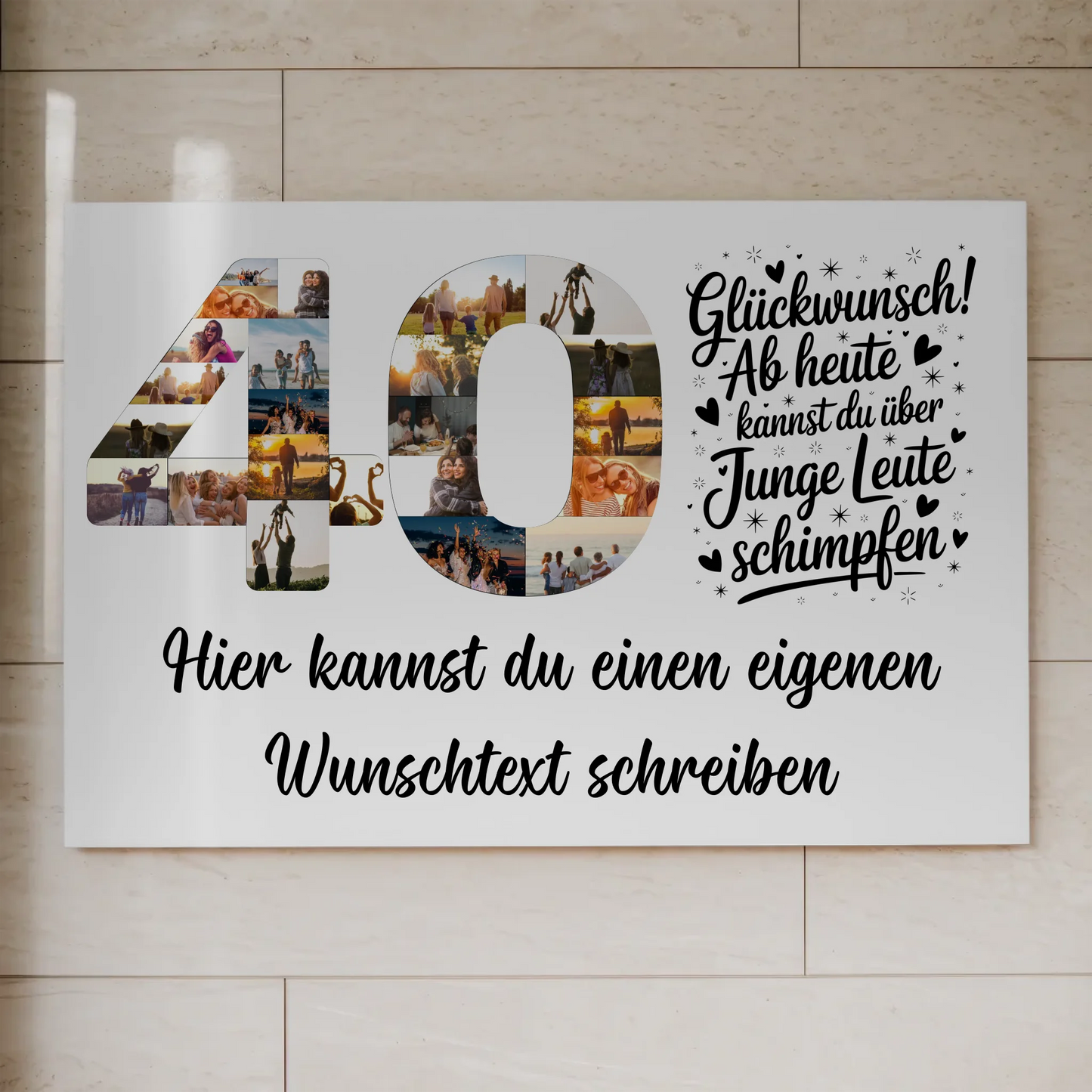 Fotoboard Magnetisches Poster mit Wunschtext 40 Geburtstag