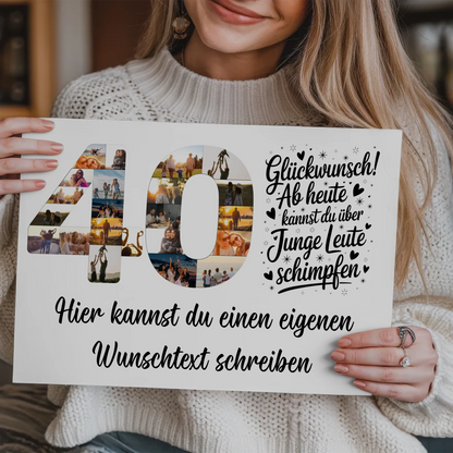 Fotoboard Magnetisches Poster mit Wunschtext 40 Geburtstag